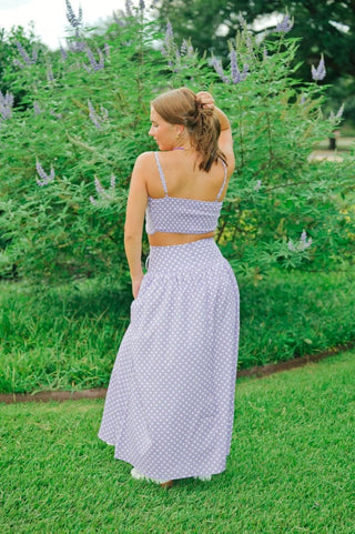 Purple Polka Dot Maxi Skirt Set | Select Trends Boutique