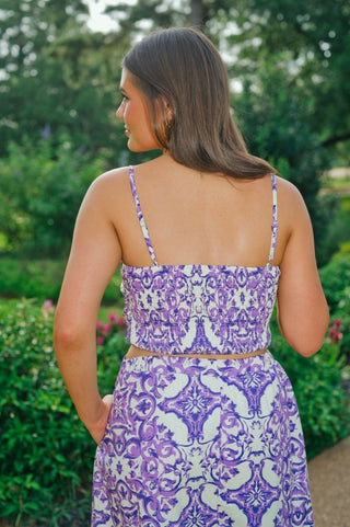 Purple Printed Top & Midi Skirt Set | Select Trends Boutique