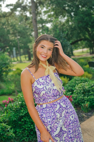 Purple Printed Top & Midi Skirt Set | Select Trends Boutique