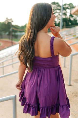 Purple Ruffle Hem Bustier Mini Dress - Select Trends Boutique