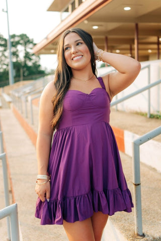 Purple Ruffle Hem Bustier Mini Dress - Select Trends Boutique