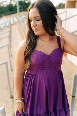 Purple Ruffle Hem Bustier Mini Dress - Select Trends Boutique