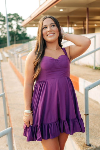Purple Ruffle Hem Bustier Mini Dress - Select Trends Boutique
