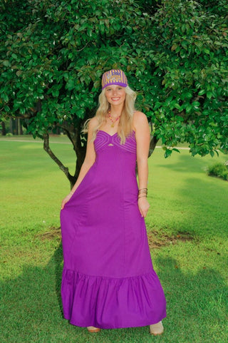Purple Shoulder Tie Maxi Dress | Select Trends Boutique