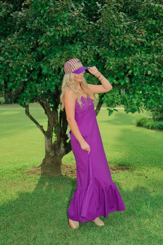 Purple Shoulder Tie Maxi Dress | Select Trends Boutique