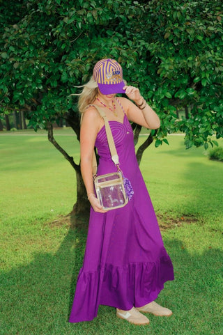 Purple Shoulder Tie Maxi Dress | Select Trends Boutique