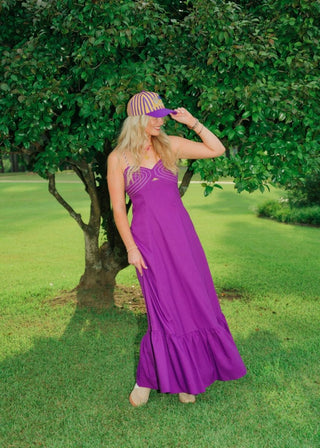 Purple Shoulder Tie Maxi Dress | Select Trends Boutique