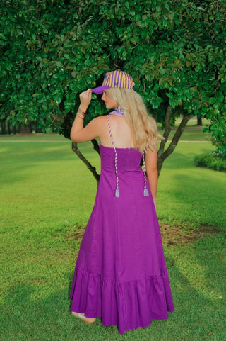 Purple Shoulder Tie Maxi Dress | Select Trends Boutique