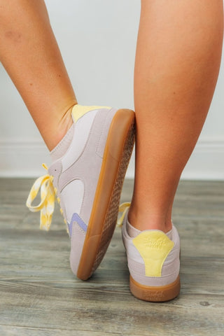 Purple Sneaker with Yellow Lace Detail | Select Trends Boutique