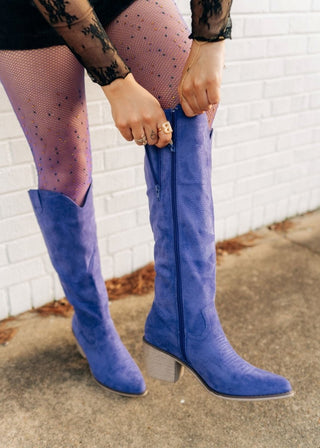 Purple Suede Cowgirl Boots - Select Trends Boutique