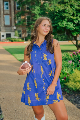 Purple Tiger Collared Mini Dress | Select Trends Boutique
