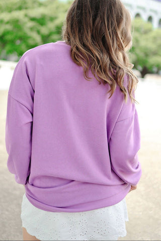 Purple Tiger Face Sequin Sweatshirt | Select Trends Boutique