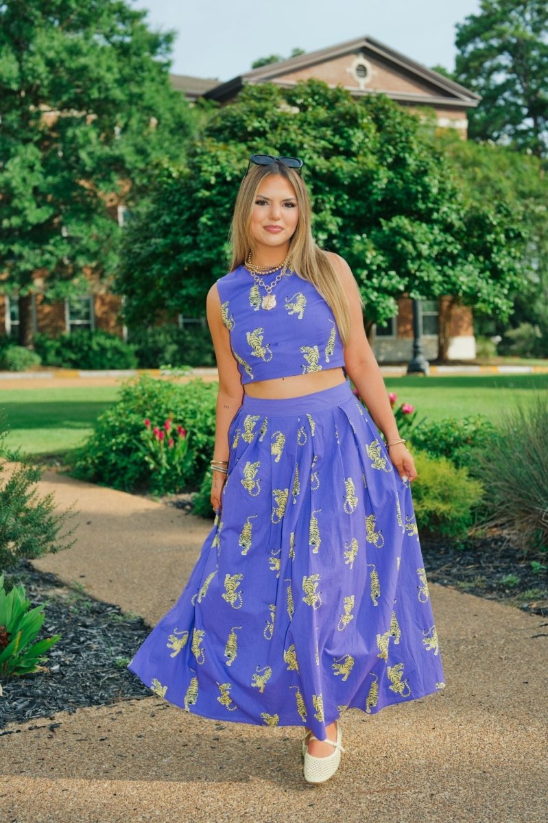 Purple Tiger Maxi Skirt Set