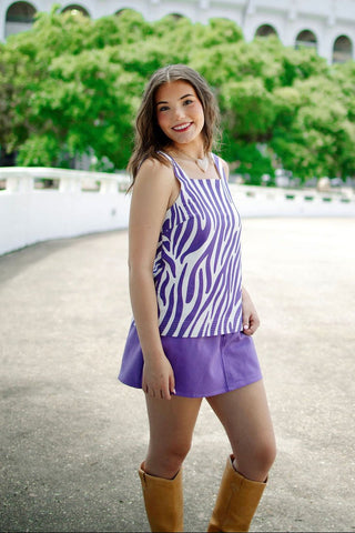 Purple Tiger Striped Denim Top | Select Trends Boutique