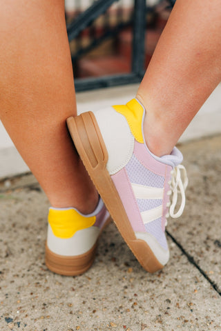 Purple & Yellow Mesh Detail Court Sneakers - Select Trends Boutique