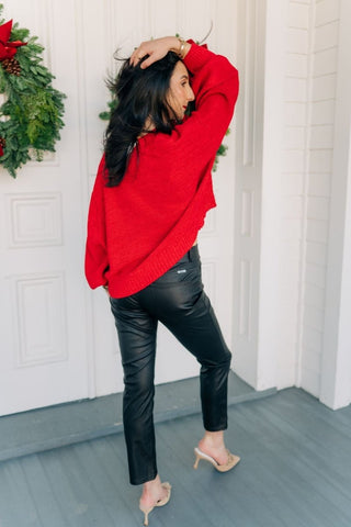 Red Balloon Sleeve Sweater - Select Trends Boutique