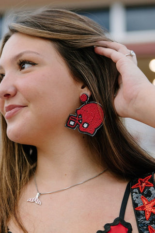Red & Black Beaded Helmet Earring | Select Trends Boutique