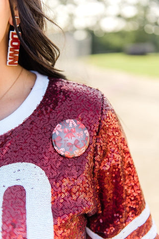 Red & Black Bowland Gameday Button | Select Trends Boutique