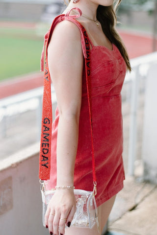 Red & Black Gameday Beaded Handbag Strap | Select Trends Boutique