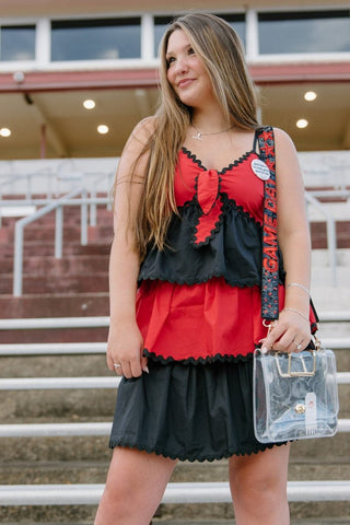 Red & Black Tiered Ruffle Dress | Select Trends Boutique