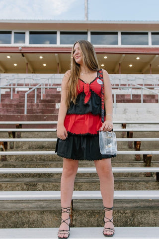 Red & Black Tiered Ruffle Dress | Select Trends Boutique