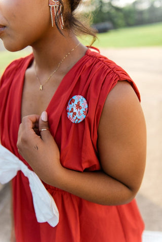 Red & Blue Bowland Gameday Button | Select Trends Boutique