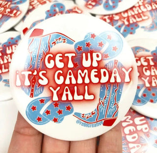 Red & Blue Get Up Gameday Button | Select Trends Boutique