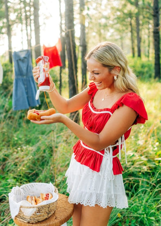 Red Bow Detail Babydoll Top | Select Trends Boutique