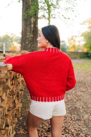 Red Bow Front Christmas Sweater - Select Trends Boutique