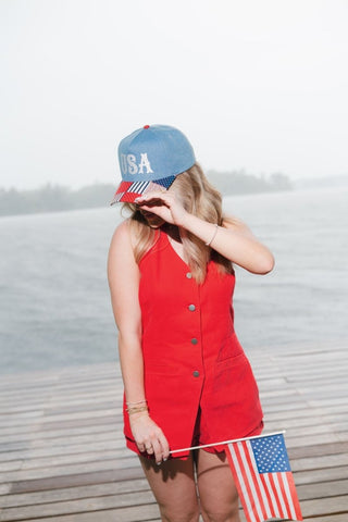 Red Button Up Halter Romper | Select Trends Boutique