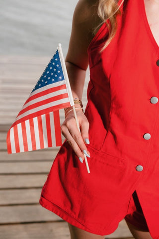 Red Button Up Halter Romper | Select Trends Boutique