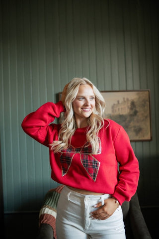 Red Christmas Bow Sweatshirt | Select Trends Boutique