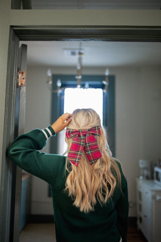 Red Christmas Plaid Hair Bow | Select Trends Boutique