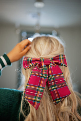 Red Christmas Plaid Hair Bow - Select Trends Boutique