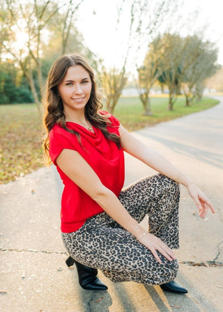 Red Cowl Neck Satin Top - Select Trends Boutique