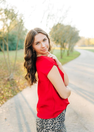 Red Cowl Neck Satin Top - Select Trends Boutique