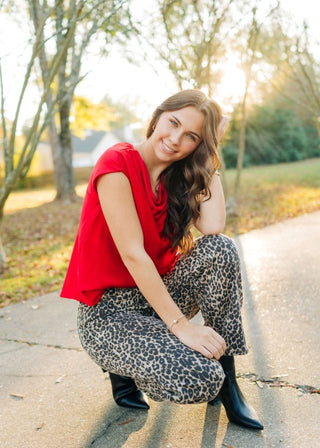 Red Cowl Neck Satin Top - Select Trends Boutique