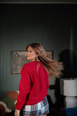 Red Cozy Button Up Sweater | Select Trends Boutique
