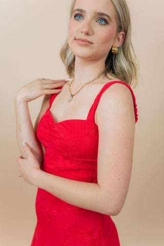 Red Embroidered Tie Back Maxi Dress | Select Trends Boutique