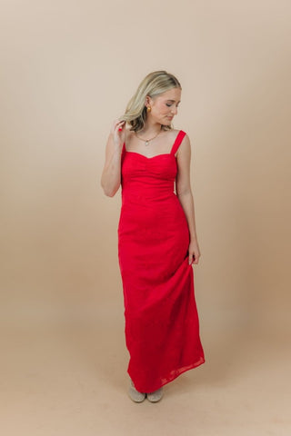 Red Embroidered Tie Back Maxi Dress | Select Trends Boutique