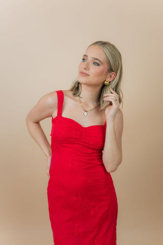 Red Embroidered Tie Back Maxi Dress | Select Trends Boutique