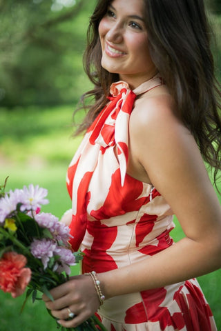 Red Floral Halter Drop Waist Maxi | Select Trends Boutique