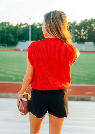 Red Gameday Embroidered Knit Top - Select Trends Boutique