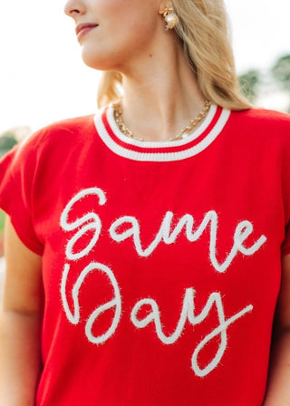 Red Gameday Tinsel Knit Dress - Select Trends Boutique