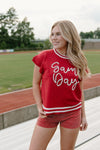 Red Gameday Tinsel Knit Top - Select Trends Boutique