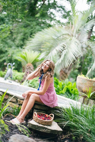 Red Gingham Boat Neck Mini Dress | Select Trends Boutique
