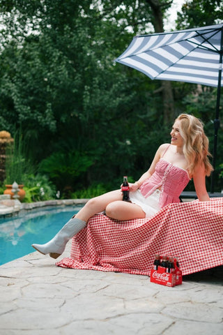 Red Gingham Button Up Peplum Top | Select Trends Boutique