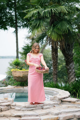 Red Gingham Front Tie Maxi Dress | Select Trends Boutique
