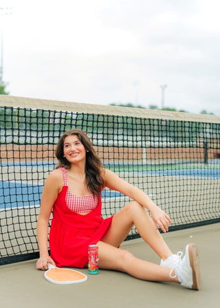 Red Gingham Layered Athletic Dress | Select Trends Boutique