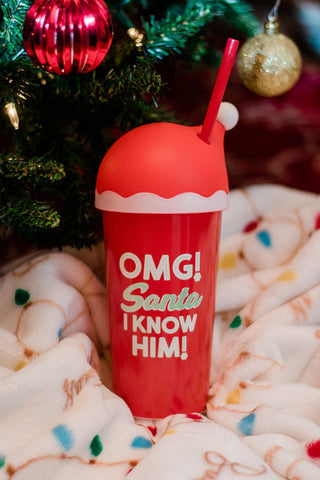 Red OMG Santa Tumbler Cup